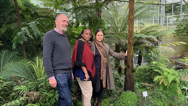 Die stellvertretende Stadtdirektorin von Daressalam in Tansania und damit verantwortlich für den dortigen Botanischen Garten besuchte gemeinsam mit der Leitung des Hamburger Botanischen Gartens die Schaugewächshäuser in Planten un Blomen.